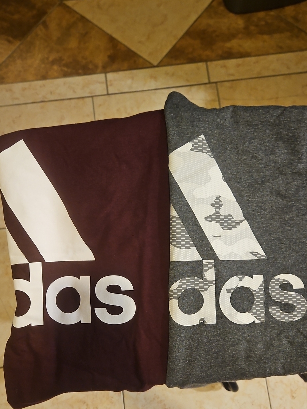 adidas Short Sleeve Tees - Maroon & Gray with White Logo
